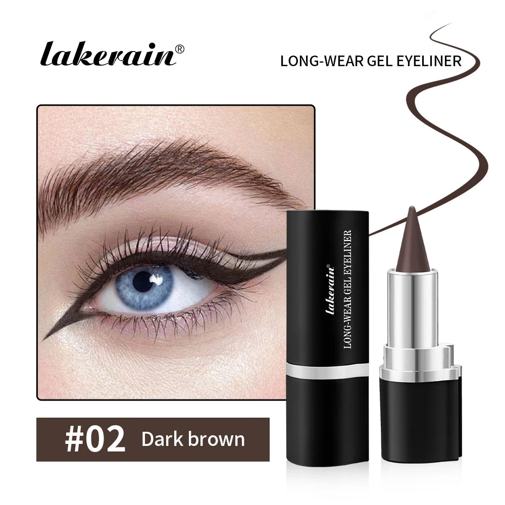 Lakerain Long-lasting Gel Eyeliner Soft Waterproof And Sweat-proof Matte Black Silver Brown Eye Liner Pen Makeup Cosmetic