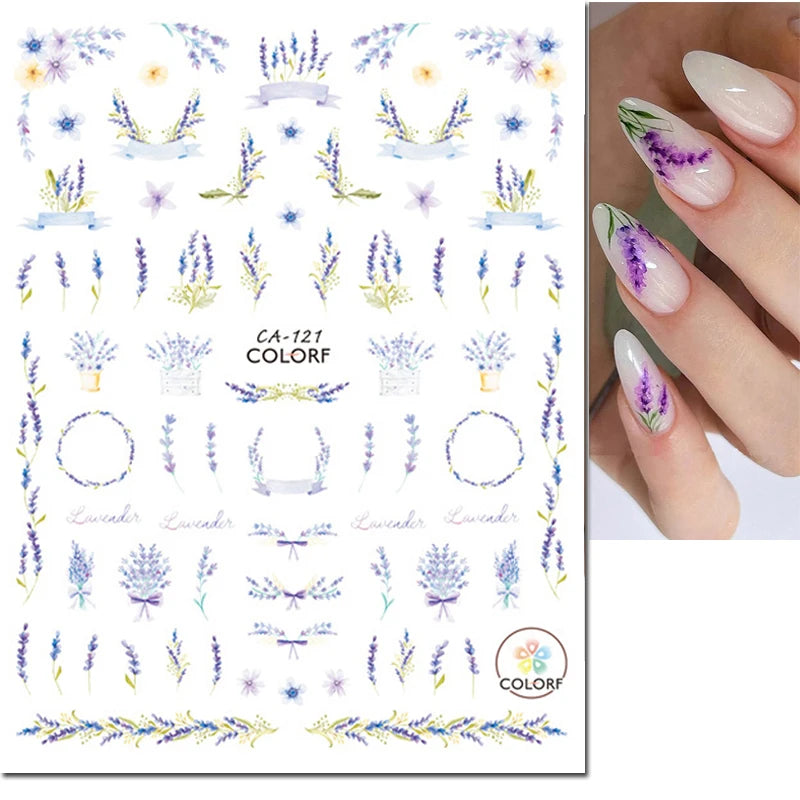 3d Nail Art Decals Geometric Lines Daisy Sunflowers Letters Adhesive Sliders Nail Stickers Decoration For Manicure