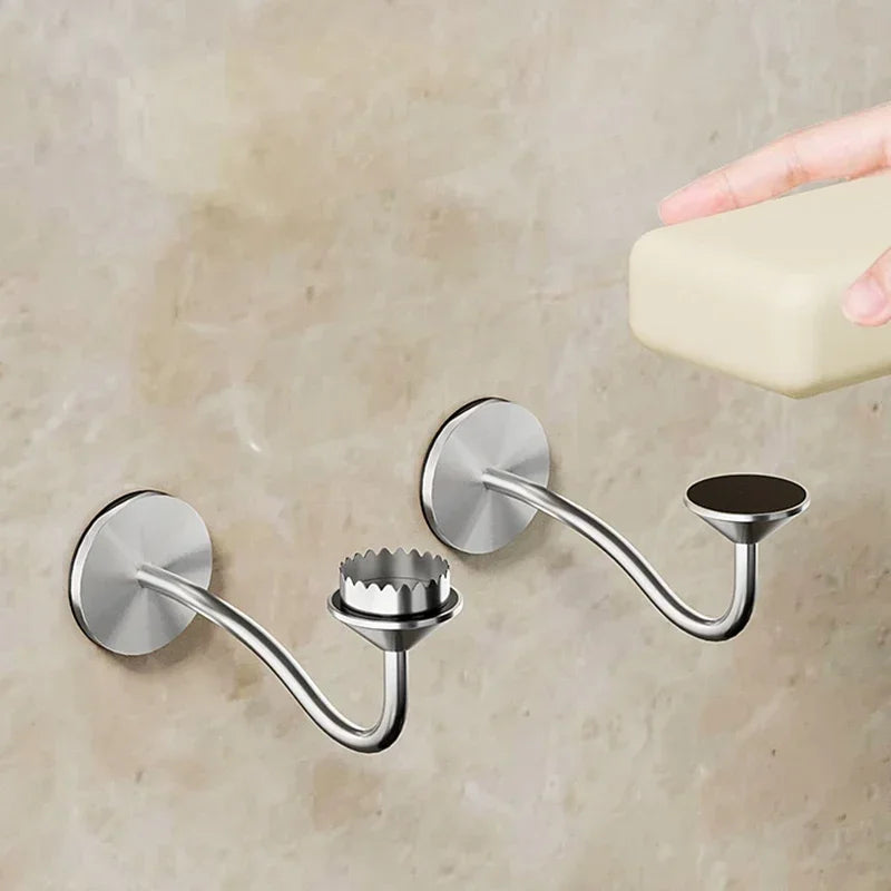 Stainless Steel Magnetic Soap Rack Multi-Functional Wall-Mounted Self-Drainage Bath Soap Dishes Kitchen Shower Room BXFZH03