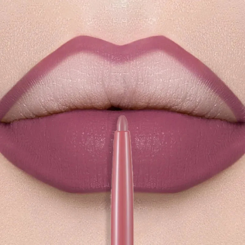 12 Colors Lip Liner Lipstick Pen Long-Lasting Waterproof Sweatproof Lip Contouring Pen Matte Velvet Non-fading Color Lips Makeup