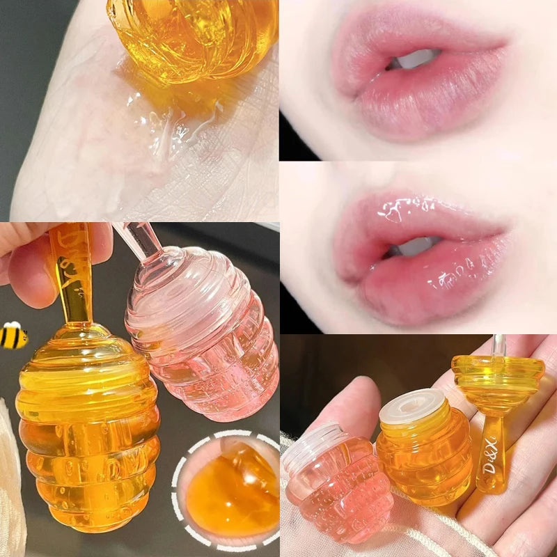 Small Honeypot Lip Oil Long Lasting Moisturizing and Fading Lip Pattern Water Lip Balm Liquid Lipstick Lipgloss Makeup Cosmetics