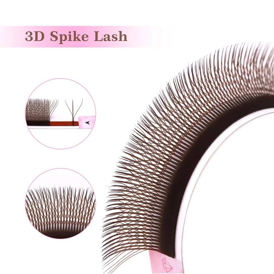 Black/Brown 3DW Lash Premade Fairy Volume Fans Lash Clover Bloom Eyelash Extension Wispy Spike Lash Three-Core Triple Tip Cilios