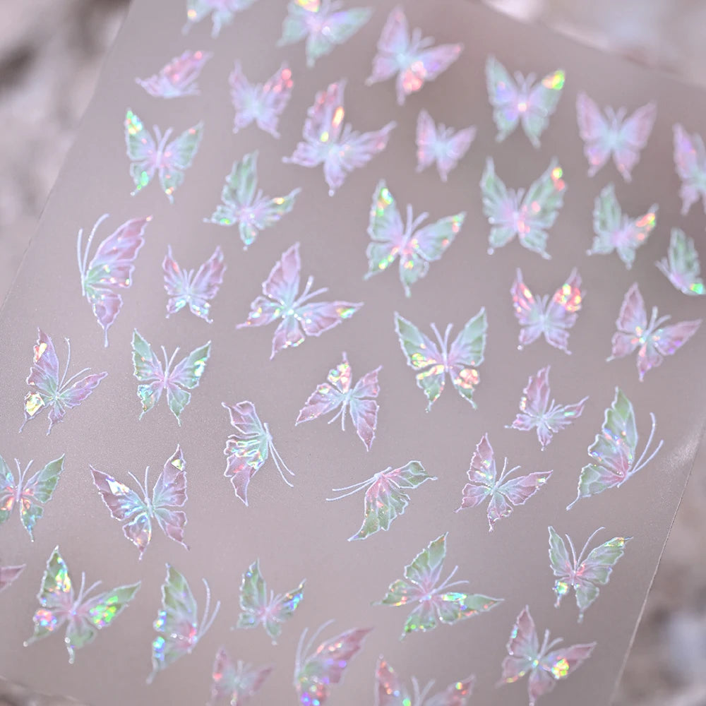 5D Pink Blue Floral Nail Art Stickers Petals Leaf Plant Embossed Nail Decals Spring Summer Flower Design for DIY Nail Supplies