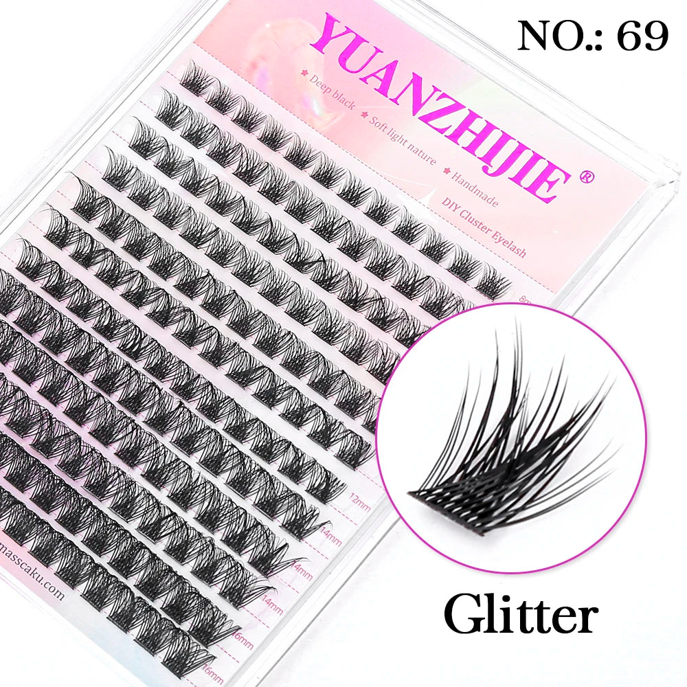Mix Color 144 Russian Volume YUANZHIJIE False Eyelashes Natural Soft DIY Cluster Segment Lashes Cute Deer Rainbow Eyelashes