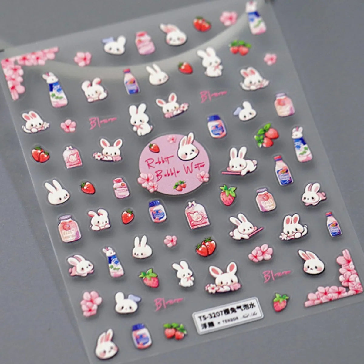 1pcs 5D Japanese Kawaii Nail Art Stickers Cute Rabbit Dog Slider Nail Decorations Decals Self-Adhesive Manicure Accessories DIY