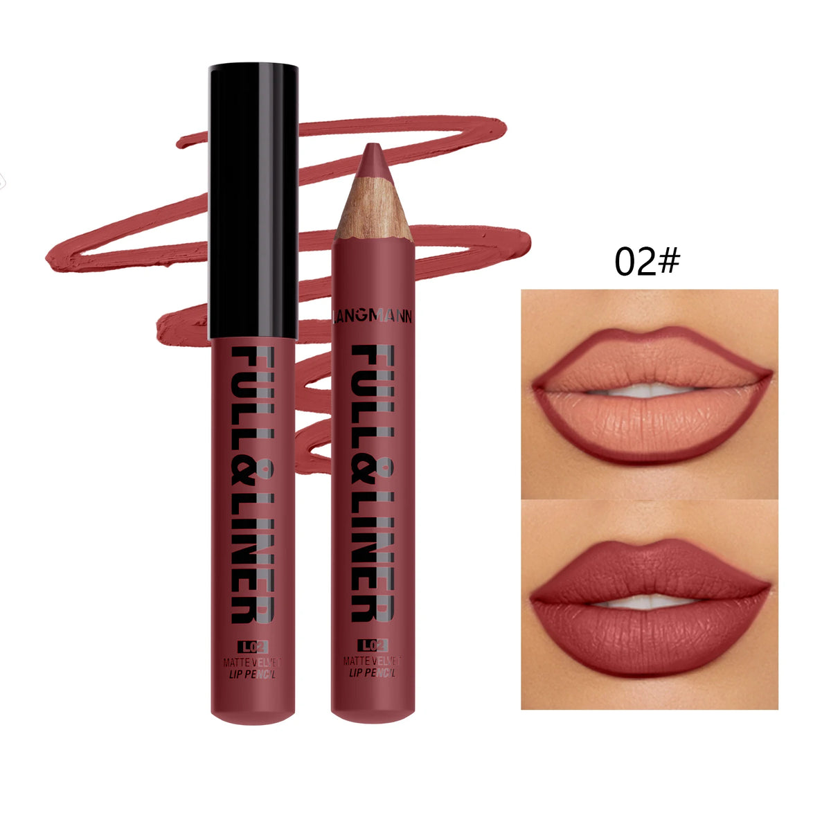 Matte Lip Liner, Lipstick, Wooden Pen Can Be Cut, Lip Liner Lasts for A Long Time,Does Not Stick To The Cup,Does Not Fade