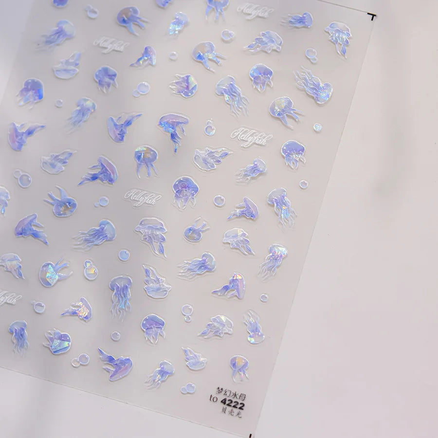 5D Jelly Flower Nail Stickers Delicate Petal Blossom Shiny Like Translucent Floral Self Adhesive Decoration Manicure Decal DIY