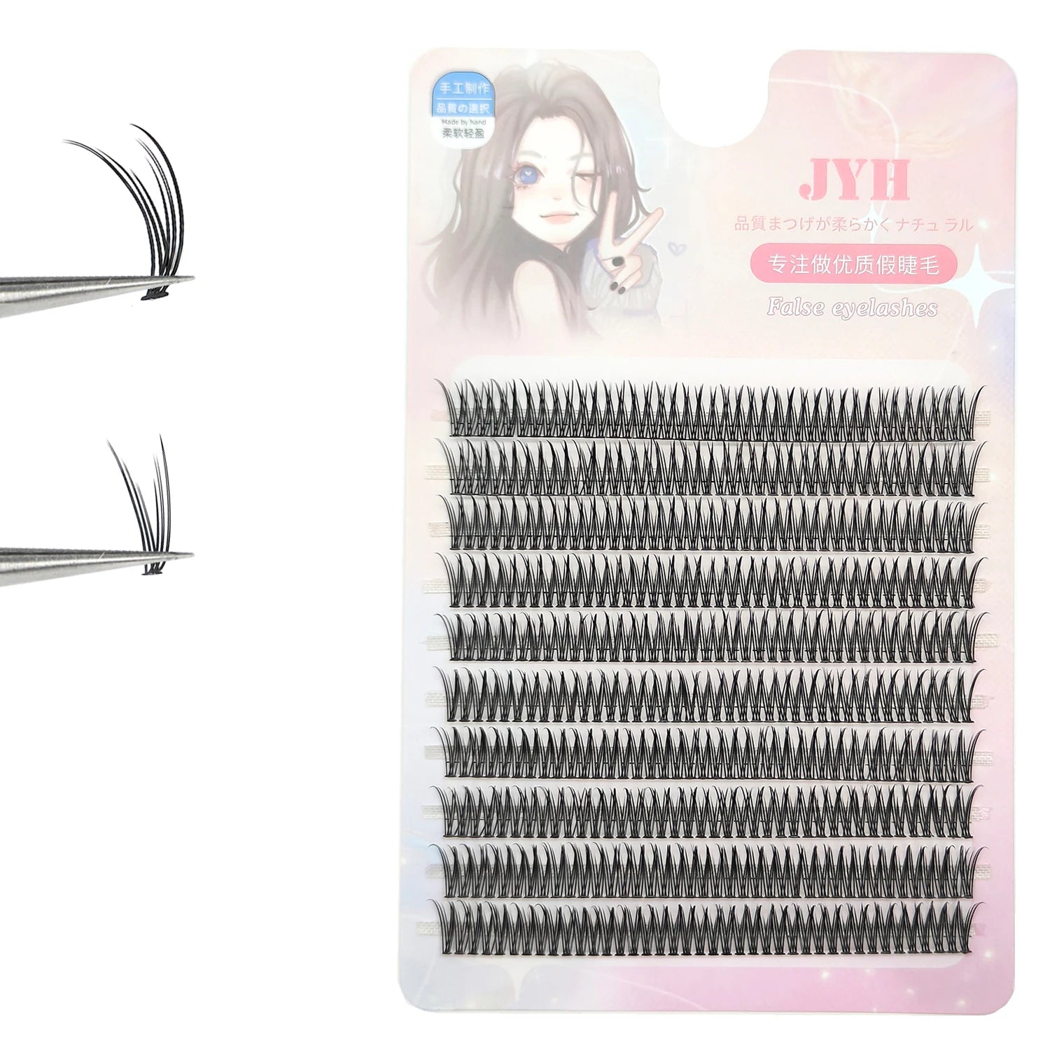 400PCS Natural Fan Eyelashes High Quality Fish Tail Silk False EyeLash C Curl Dovetail Fly Eyelash Extension Diy Lashes Makeup