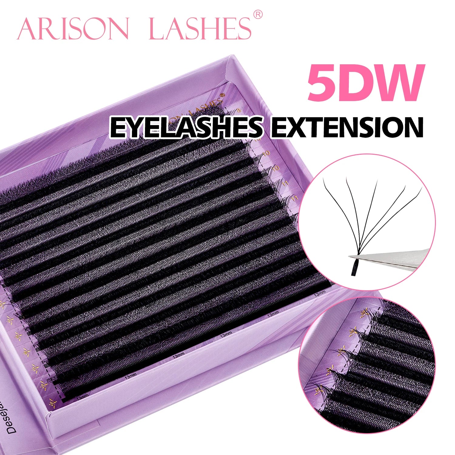 ARISON 5DW Magnetic Box False Eyelashes Matte Black Eyelashes Extension Supplies High Quality Professional Makeup Toos