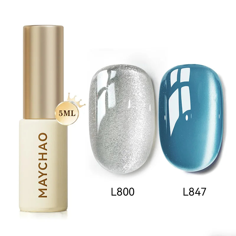 MAYCHAO 5ML Gel Nail Polish 9D Laser Diamond Glitter Cat Eye Gel Semi-Permanent Soak Off UV LED Gel Nail Manicure Tools Nail Art