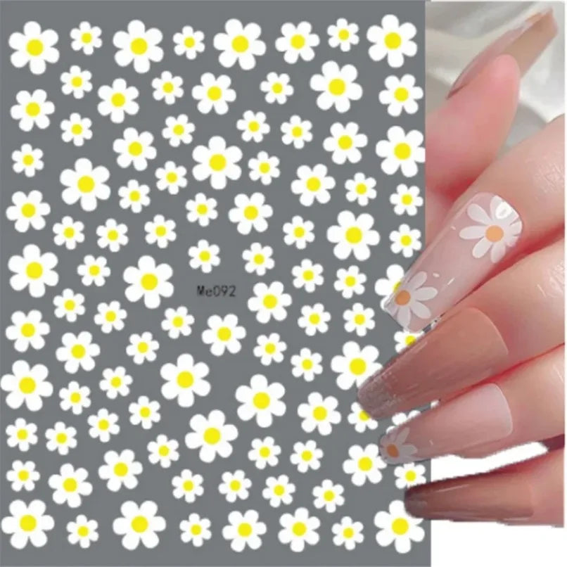 3D Flower Petal Nail Stickers Purple Pink Tulip Leaf Clover Summer Avocado Fruit Geometric Line Floral Manicure Decoration