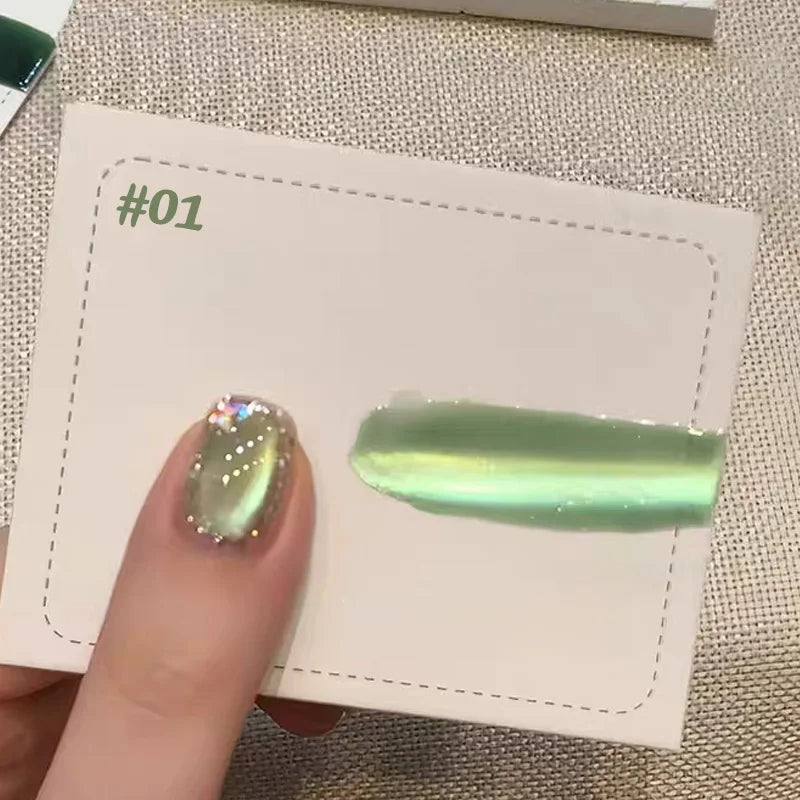 TC 10ML 2026 New Star Bamboo Cat Eye Nail Supplies Pavilion Strobe Green Glass Bead Cat Eye Magnetic Gel Polish Summer Nails