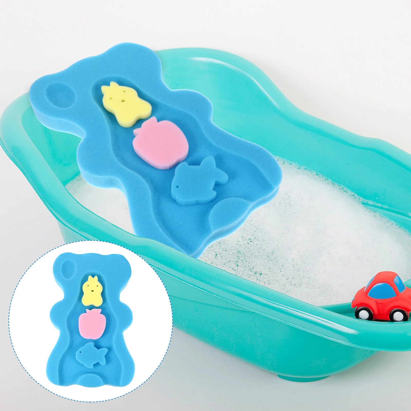 Thick Sponge Baby Bath Mat Infant Bath Cushion Quick Drying Skid Proof Bathing Mat Bath Sponge Newborn Support Mother Kids Baby