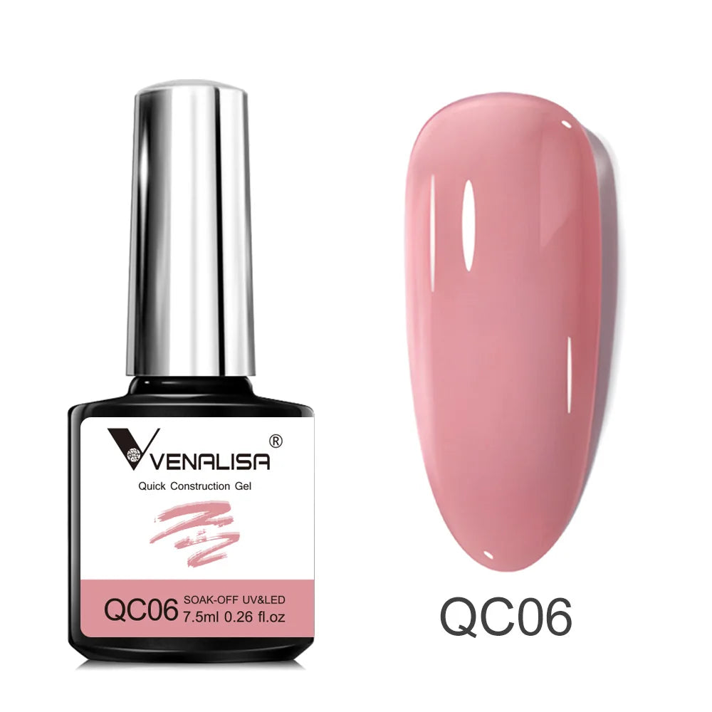 VENALISA Quick Construction Gel Jelly Color Semi Transparent Nail Gel Polish Fast Construction Soak Off UV LED Nude Pink Gel 7.5
