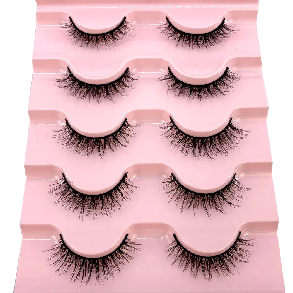 New 5 pairs of handmade mink eyelashes fake eyelashes natural nude makeup simulated cross messy eyes 3D curly eyelashes