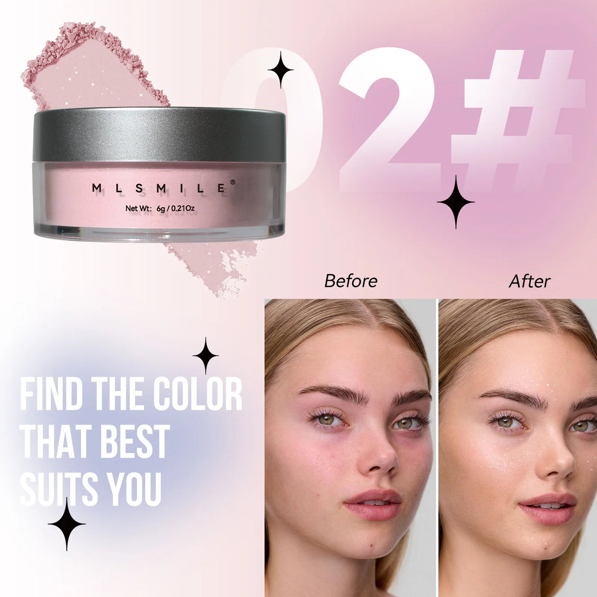 Natural Matte Loose Powder 4 Color Shimmer Oil Control Long Lasting Face Makeup Setting Powder Pink Glitter Cosmetic