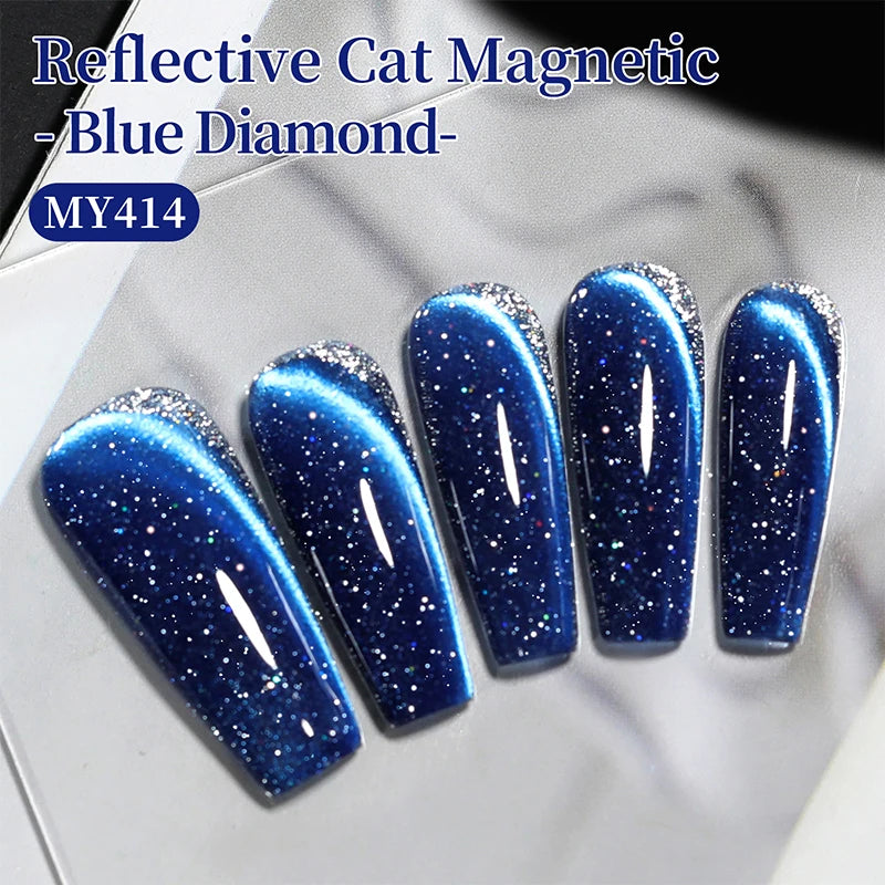 BORN PRETTY 1 Bottle 10ml Blue Reflective Glitter Cat Magnetic Gel Polish Ultra Shine Soak Off UV Nail Art Varnish Manicure