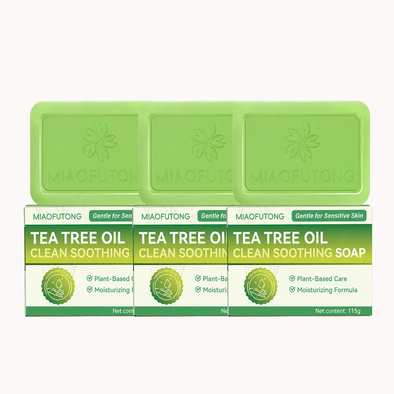 MIAOFUTONG Gentle For Sensitive Skin TEA TREE OILANTIFUNGAL SOAP Plant-Based Care Moisturizing FormulaG Lmproving Acne