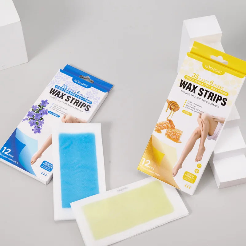 12 tablets/box Professional Hair Removal Wax Strips For Summer Depilation Double Sided Cold Wax Paper For Leg Body Useful