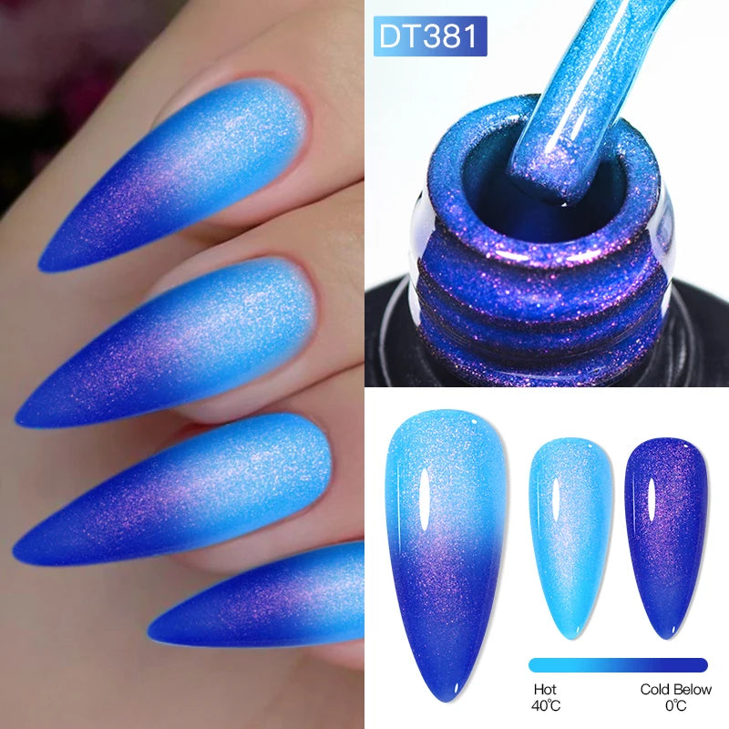 MEET ACROSS 7ml 36Colors Glitter Thermal Gel Nail Polish 3 Colors Changing Soak Off Gel Winter Semi Permanant Nail Art Varnish