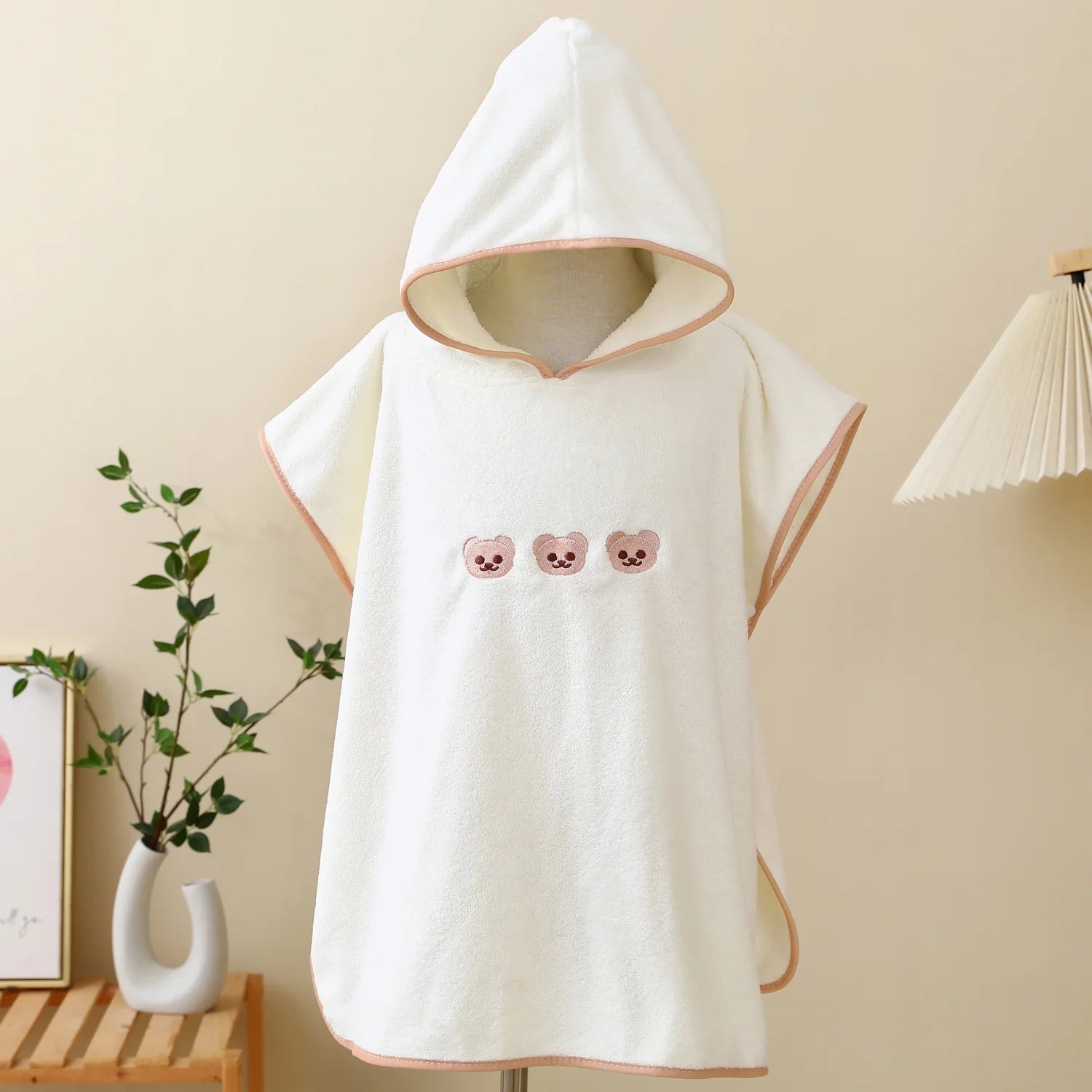 Coral Fleece Hooded Bath Towel Baby Cloak 60X120cm Cartoon Bear Rabbit Children's Bathrobe Baby Beach Towel