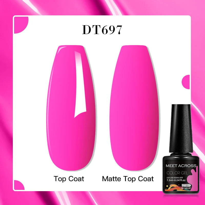 MEET ACROSS 7ml Red Blue Green Metallic Gel Nail Polish Super Bright Mirror Effect Semi Permanent LED UV Gel Nail Art Varnish