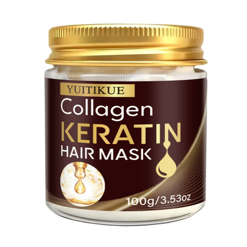 YUITIKUE100g Collagen Keratin Hair Mask, Deep Repair & Nourishing Care for Dry Damaged Hair, Smoothing & Frizz Control Treatment