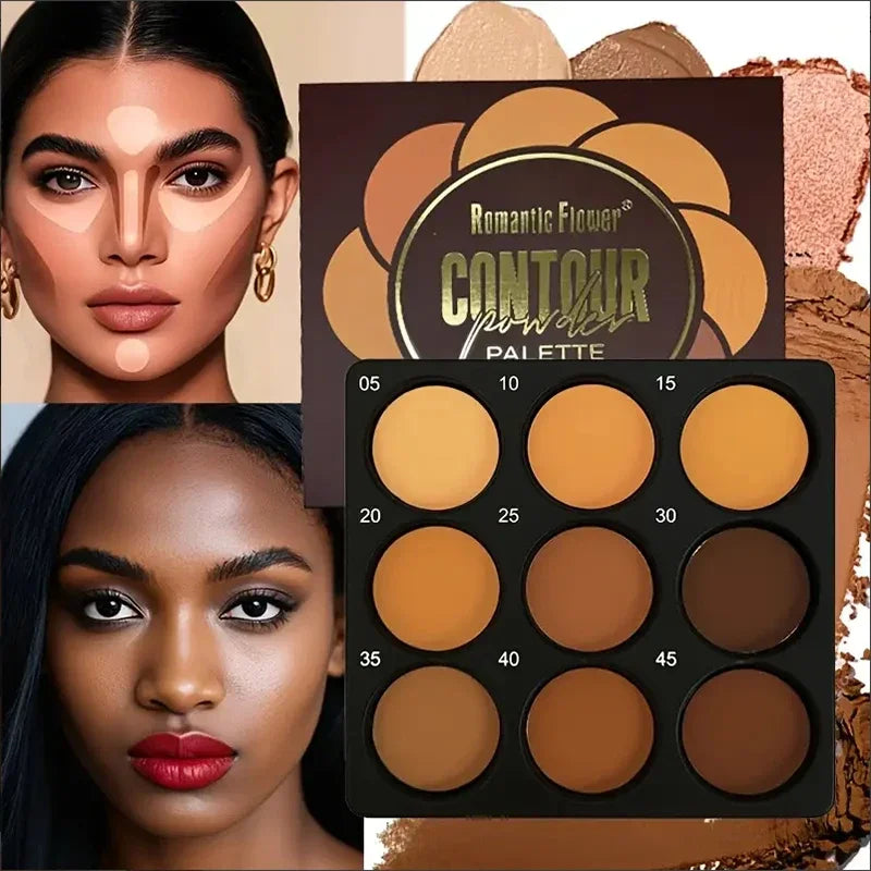 9-in-1 Contour & Bronzer Face Palette for Dark Skin Tone – Waterproof, Smooth Blendable Shades for Sculpted Definition & Warm Sun-Kissed Glow