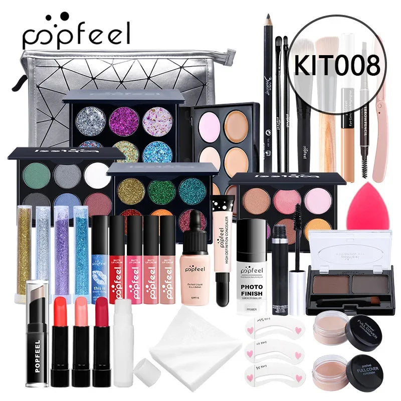 Christmas Makeup Gift Box Foundation Eyeshadow Powder Long Lasting Lip Ink 27 Pieces Birthday Gifts Makeup for Women Full Kit