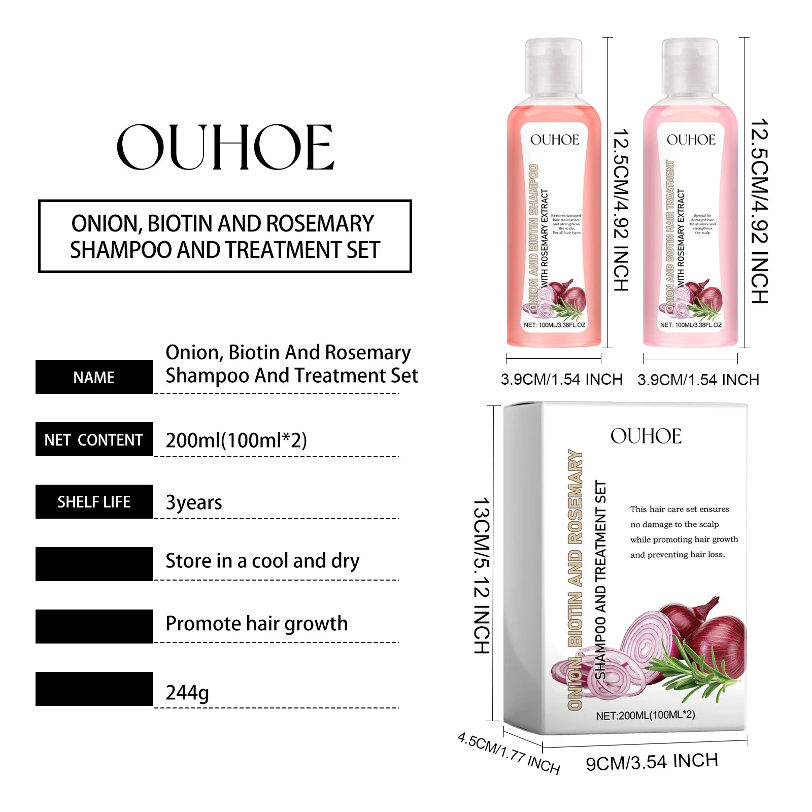 Biotin Rosemary Shampoo Care Set Shampoo Conditioner For All Hair Types Hair Shampoo Paraben Free Healthy Hair Care Gift