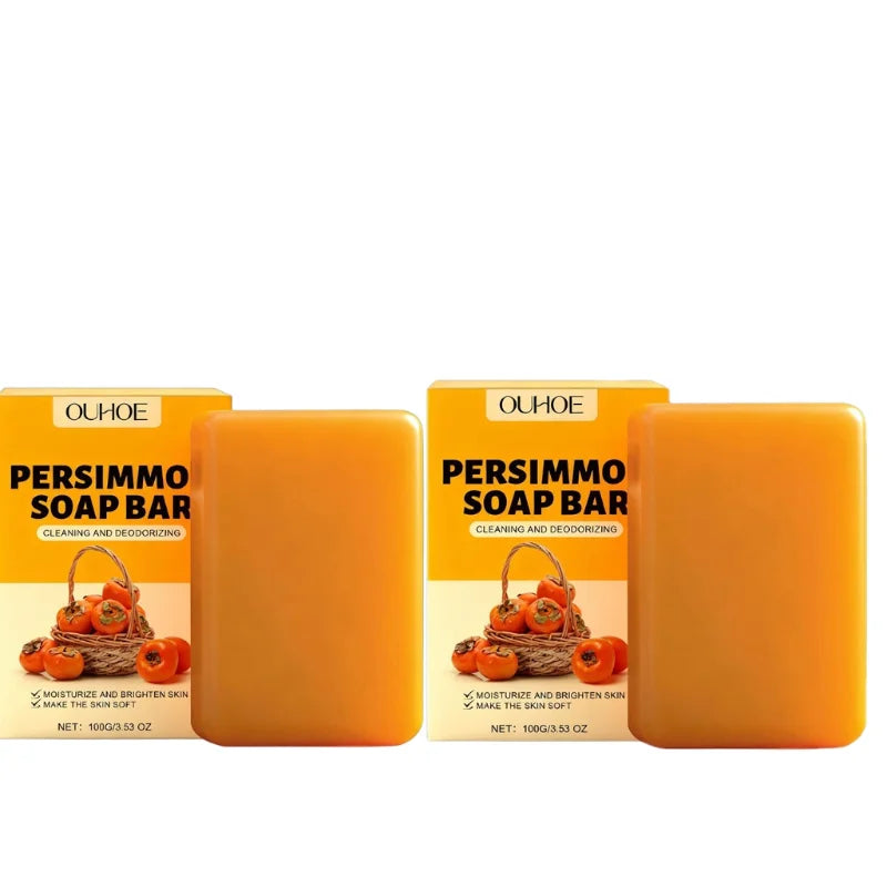 Persimmon Fruity Aroma Honey Bath Soap Bar,Reduce Mature Skin Elderly Odor,Face Body Gentle Cleansing Refreshing Moisturizing
