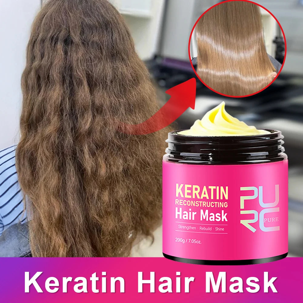 PURC Double Keratin Hair Mask Professional Smoothing Glossy Hair Keratine Straightening Cream Soften Hairs Treatment Repairing