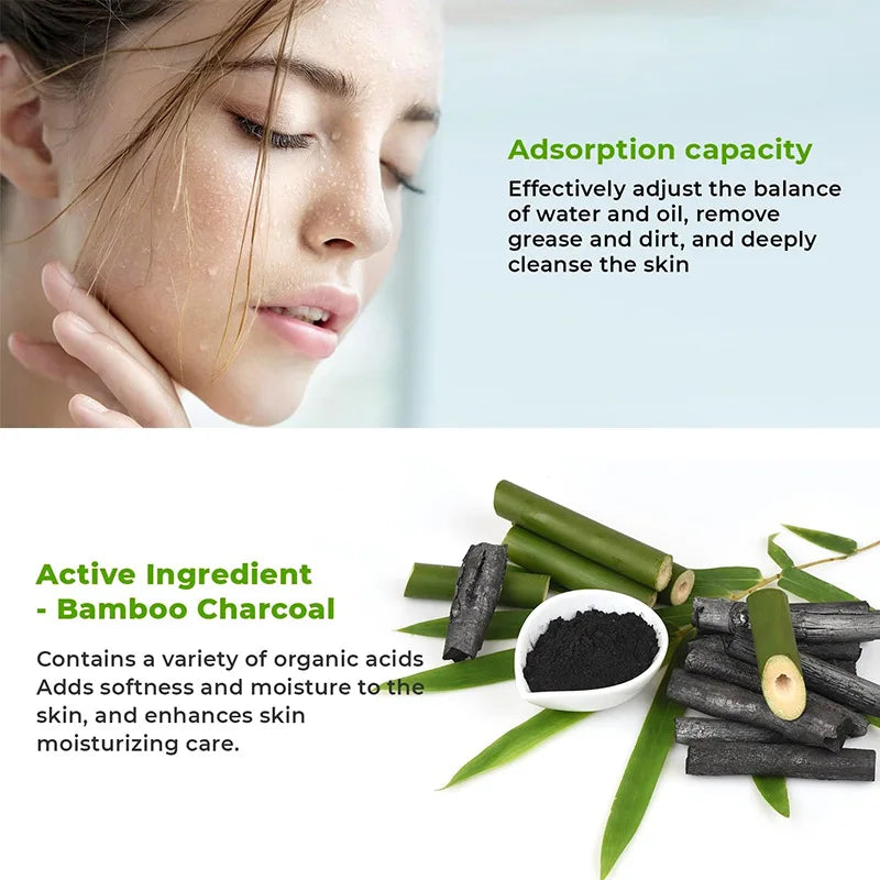 Bamboo Charcoal Blackhead Mask - Peel-Off Mask Containing Ascorbic Acid and Hyaluronic Acid, with Moisturizing and Oil-Controlling Properties, Can Cleanse the Skin.