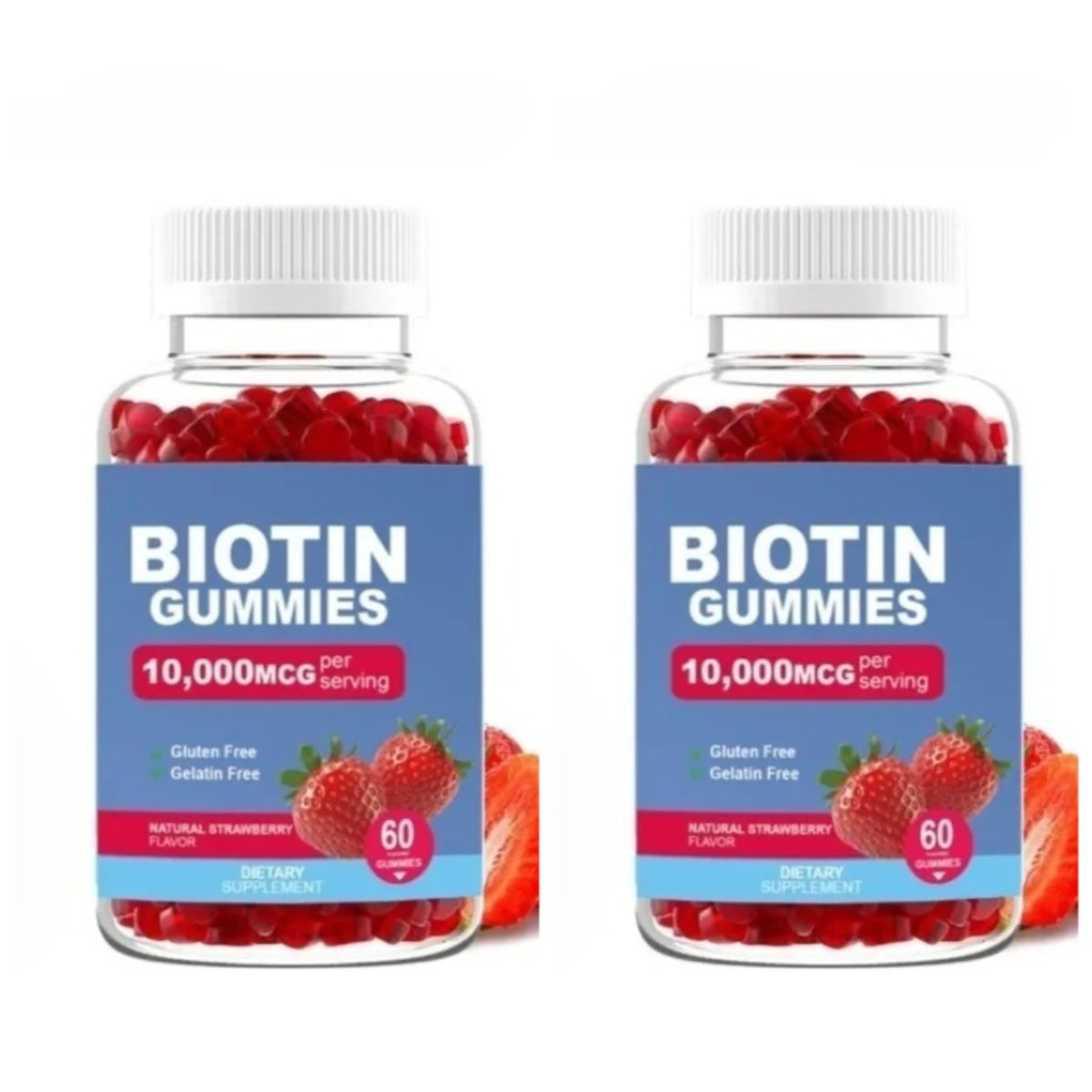 Biotin Gummies for Hair Growth, Skin & Nails Biotin Vitamins for Women Men Great Tasting Strawberry Flavor Gummies