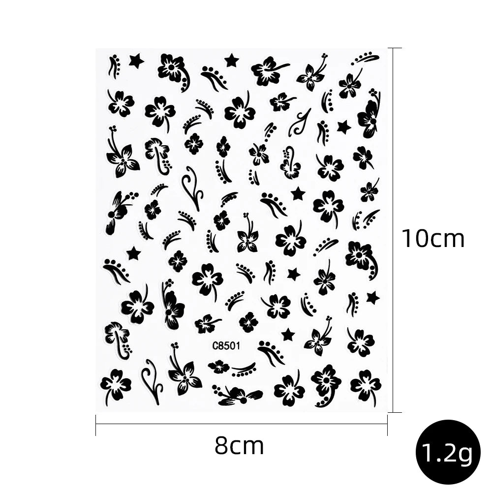 4Pcs 3D Hibiscus Flower Nail Stickers White,Pink,Gold,Silver Floral Nail Decals Y2K Petal Self-Adhesive Manicure Decor Sliders *