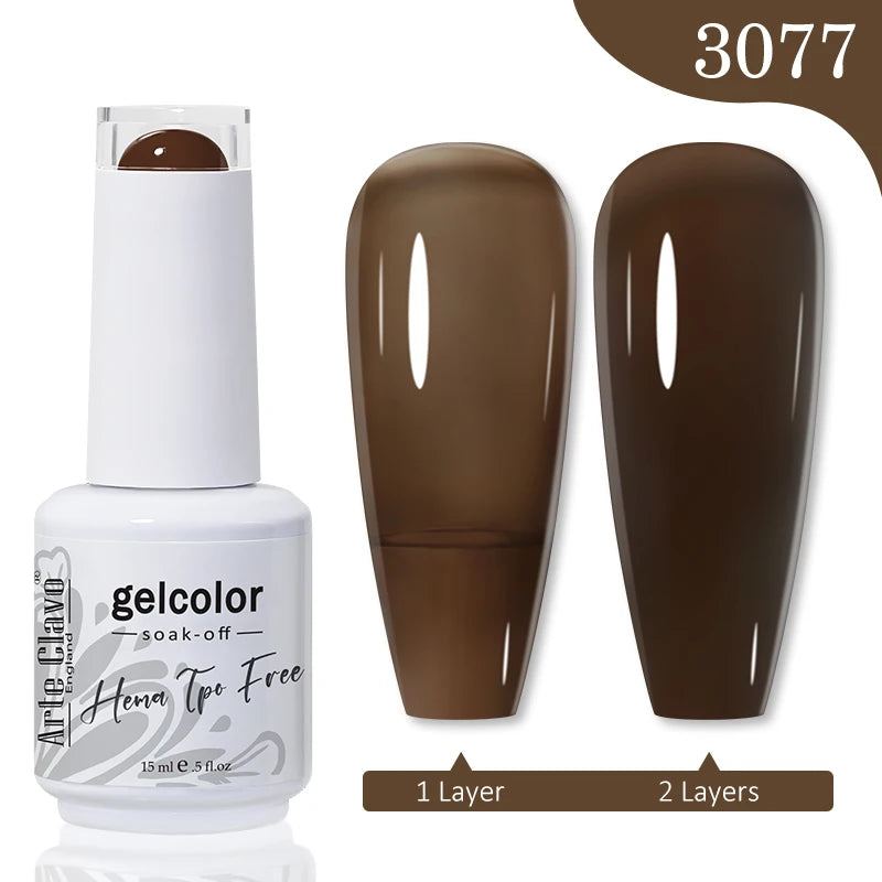 Arte Clavo 15ML Red Brown Color Gel Nail Polish Autumn Winter Nail Art Gel Nail Supplies Semi Permanent Soak Off UV Gel Varnish
