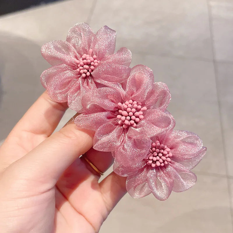 Women Flower Camellia Hairpins Barrettes Spring Hair Clip Bands  Wedding Girls Ponytail Hair Accessories Hairstyling Hairgrip