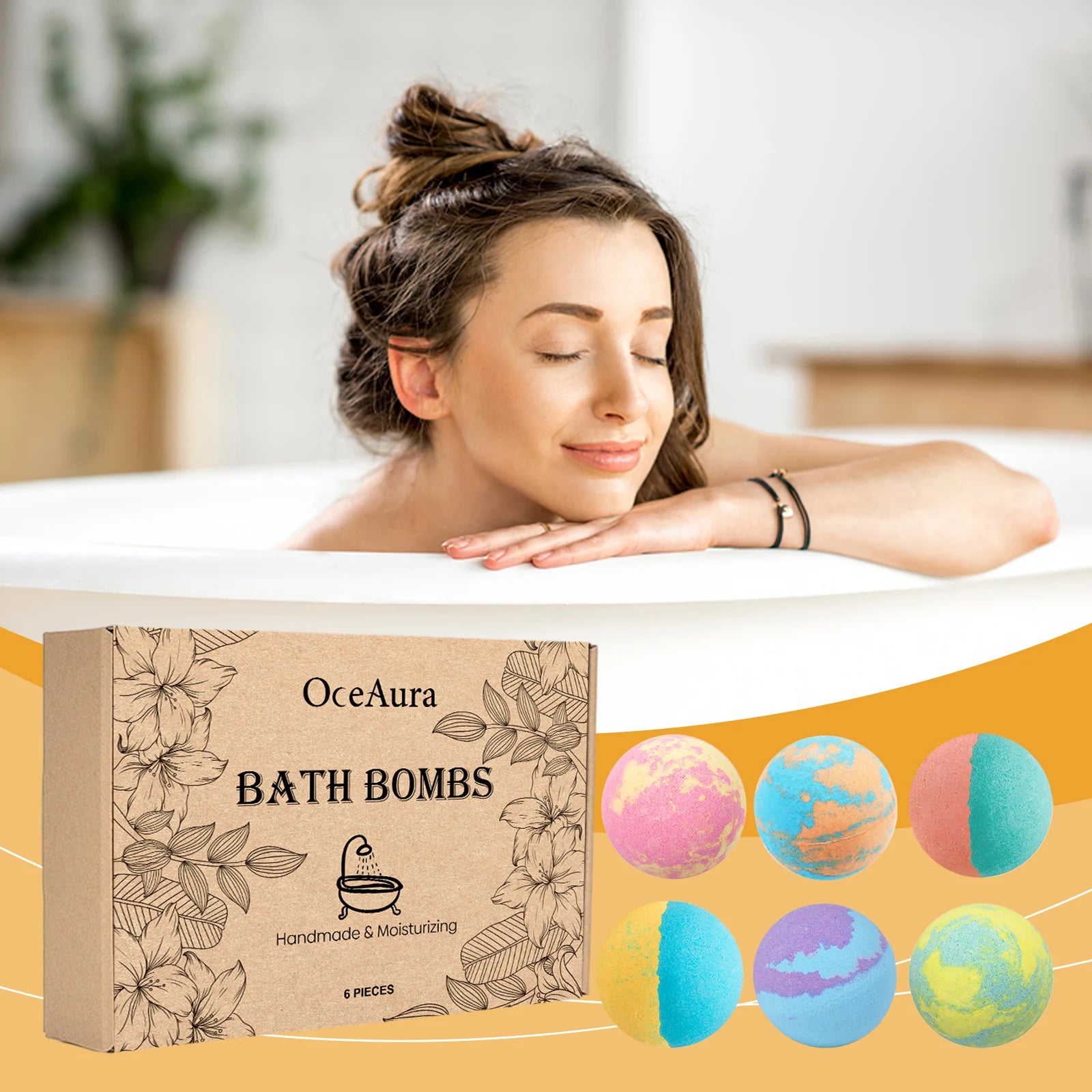 Floral Bath Bomb Set - Gentle Cleansing & Moisturizing, Long-Lasting Fragrance, Luxurious & Comfortable Bath Experience