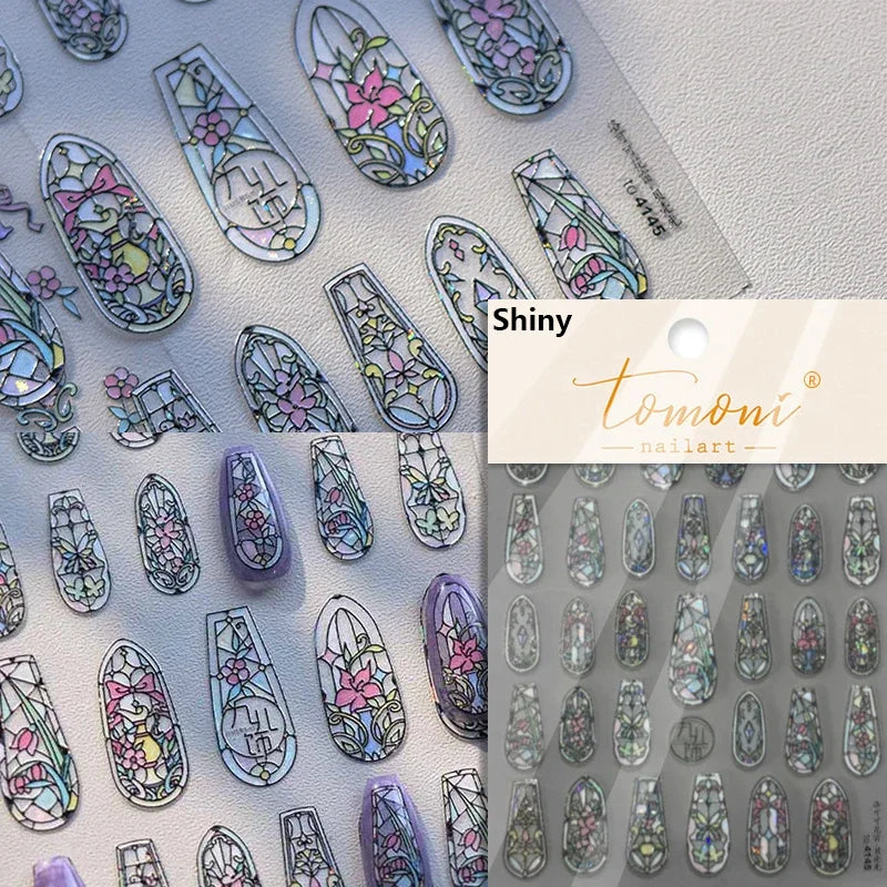 1 pc 5D sunflower nail stickers rose daisy cherry blossom self-adhesive nail art stickers oil painting style decorative sticker