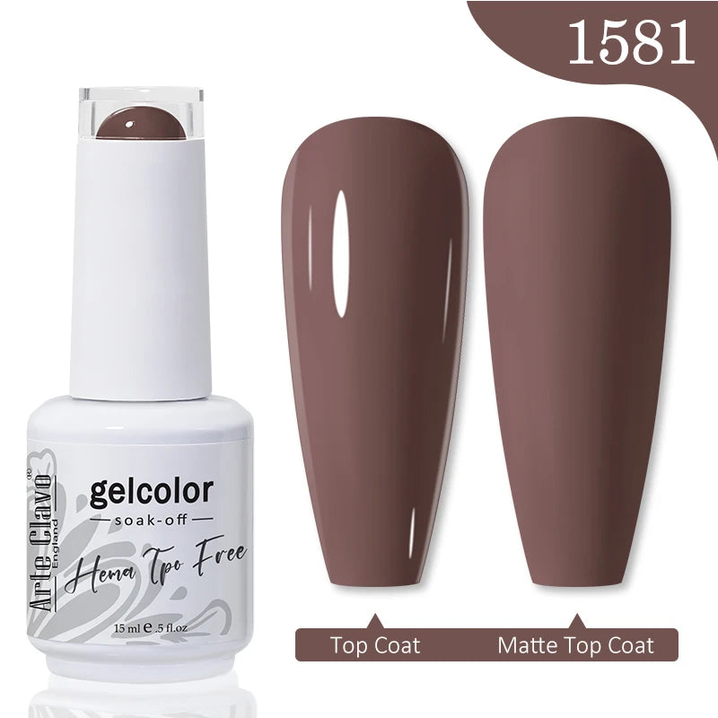 Arte Clavo 15ML Red Brown Color Gel Nail Polish Autumn Winter Nail Art Gel Nail Supplies Semi Permanent Soak Off UV Gel Varnish