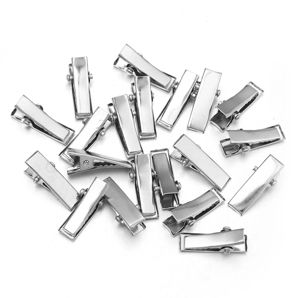 20-50pcs 20/32/40/45/55/65/75/98mm Metal Flat Single Prong Alligator Hairpin Clip Base DIY Hair Clip Jewelry Making Accessories