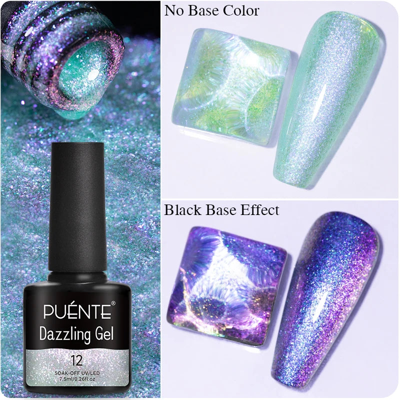 7.5ML Green Crystal Cat Magnetic Gel Nail Polish Shiny Green Glitter Cat Eye Gel For Manicure Soak Off UV Nail Art Varnish