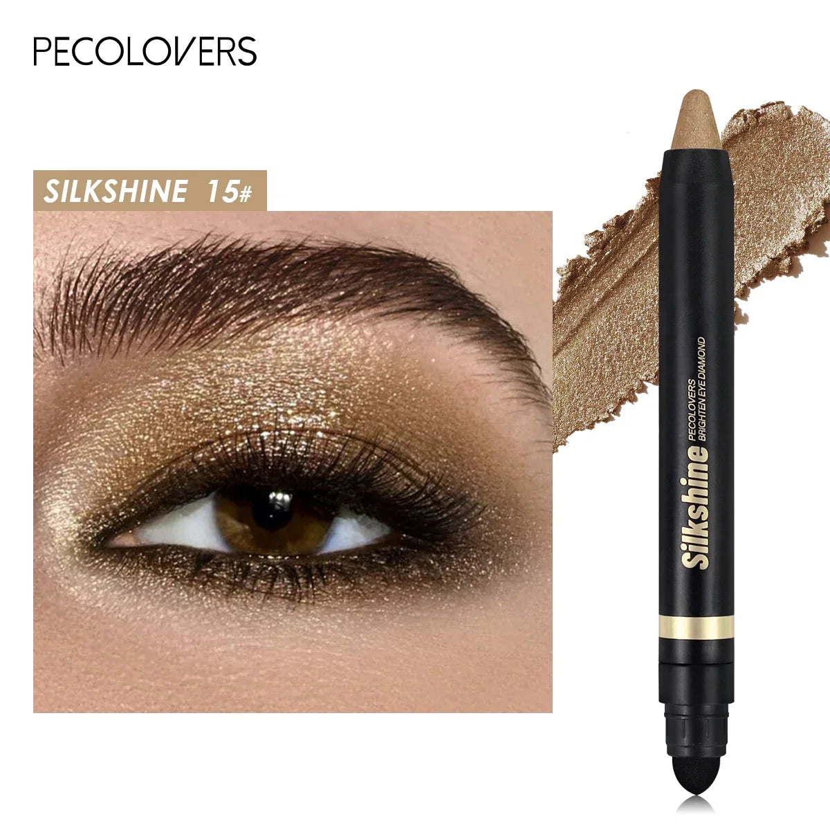 Colorful Shimmer Eyeshadow Stick Double Ended Metallic Pearlescent Highlighter Makeup Pigment Silkworm Eyeshadow Pen