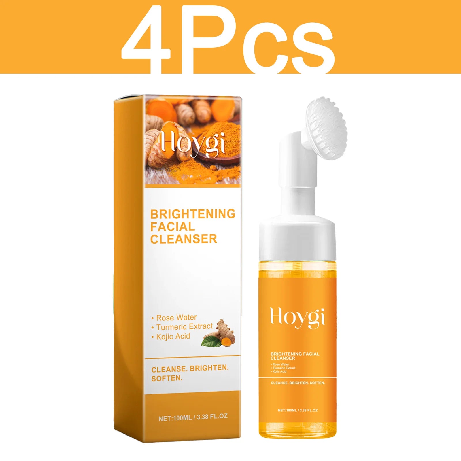 HOYGI Turmeric Cleanser Foam Deep Cleansing Blackheads Removal Moisturizing Shrink Pores Oil Control Skin Purifying Care 100ml