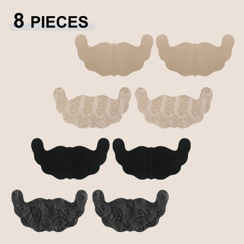 8 Pair U Shape Lift Up Chest Pad for Women Sexy Lace Breastable Self Adhesive Breast Petals New Invisible Disposable Chest Paste