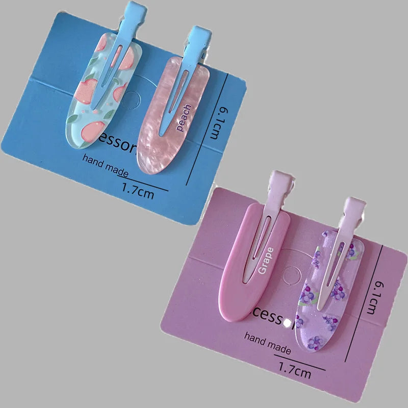 2/4pcs Candy Color Fruit Hair Bang Clip Summer Hairpin No Crease Acrylic Barrette Hair Side Clamp For Girl Hair Accessories
