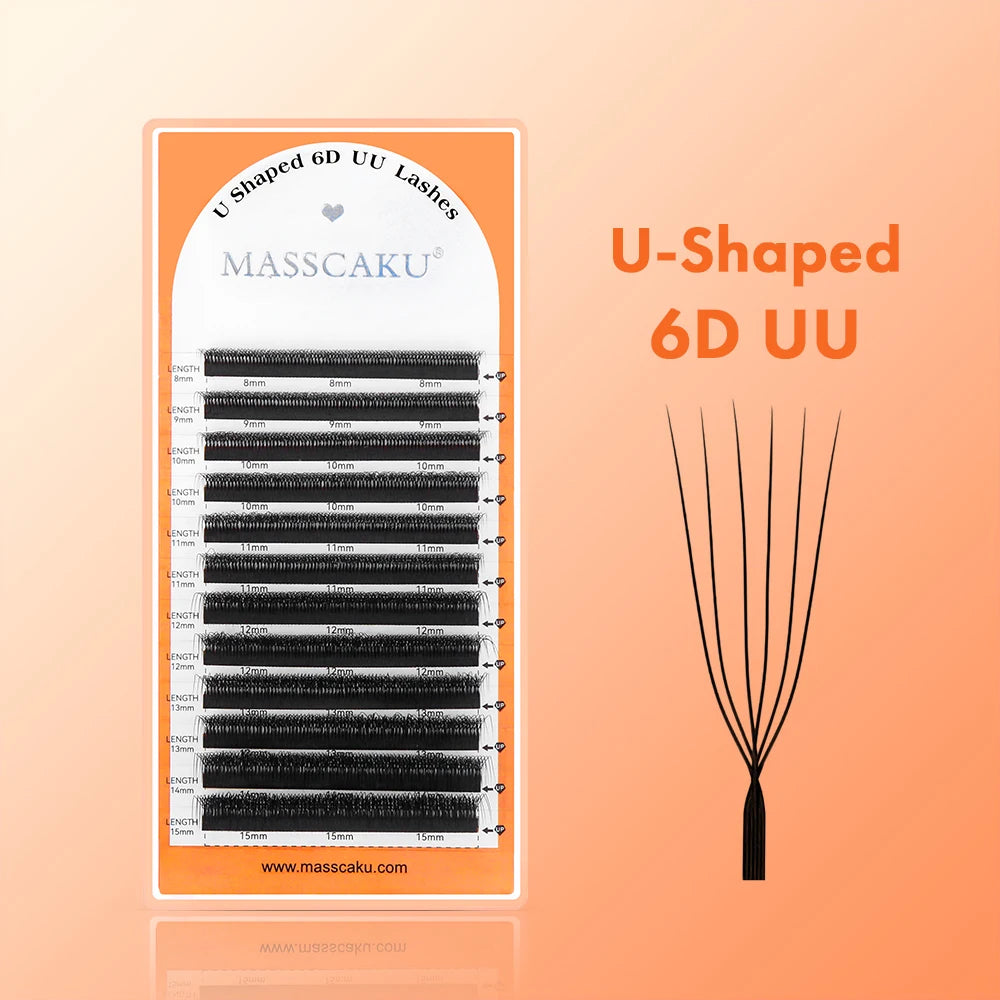 MASSCAKU C/D U-Shaped 3D/4D/5D/6D/8D/10D Mix 8-15MM False Eyelashes Professional Handmade Natural Volume Lashes Supplies