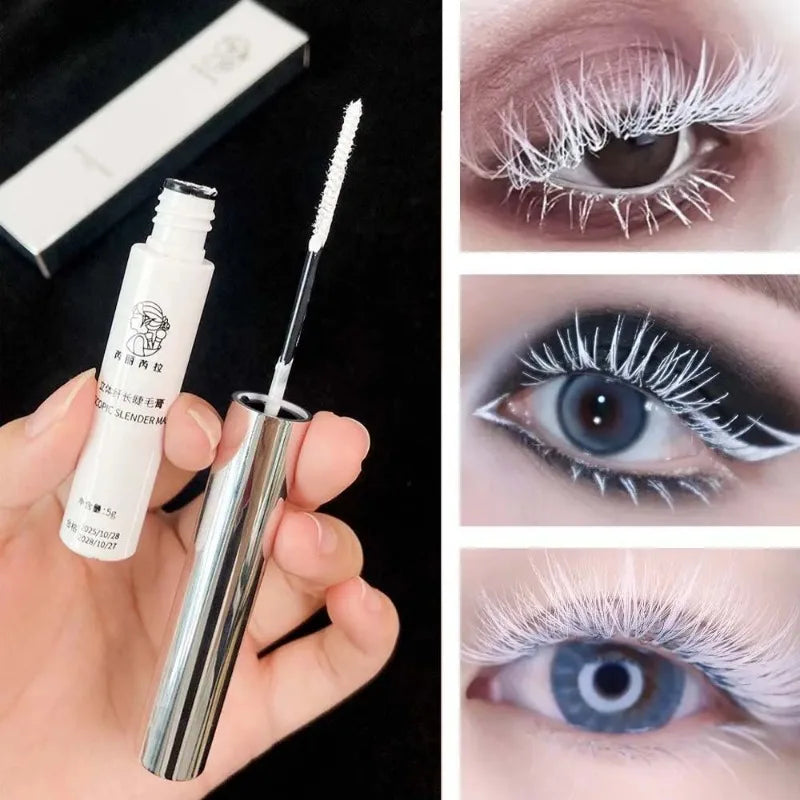 White Mascara Waterproof Long-wearing Fast Drying Curling Volume Eyelashes Extension Eyebrow Dye Tint Christmas Stage Makeup COS