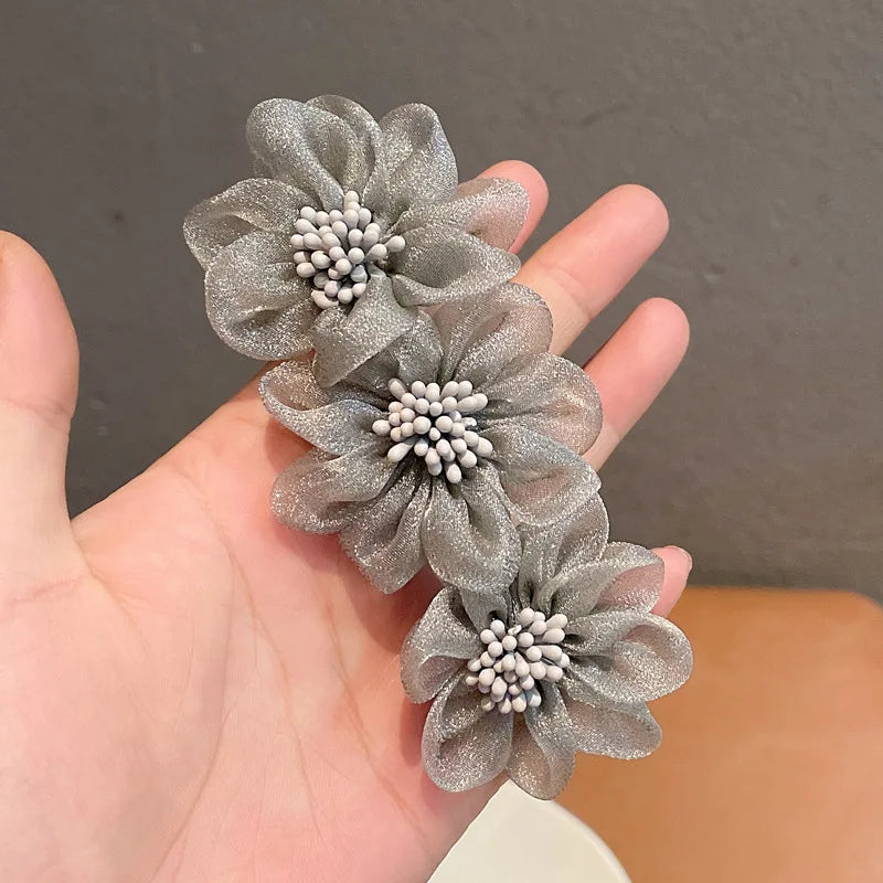 Women Flower Camellia Hairpins Barrettes Spring Hair Clip Bands  Wedding Girls Ponytail Hair Accessories Hairstyling Hairgrip