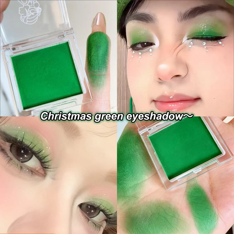 Matte Single Color Eyeshadow Palette, High Pigment Long Lasting Waterproof Eye Shadow Powder, Neon Green Shade Daily Party Eye